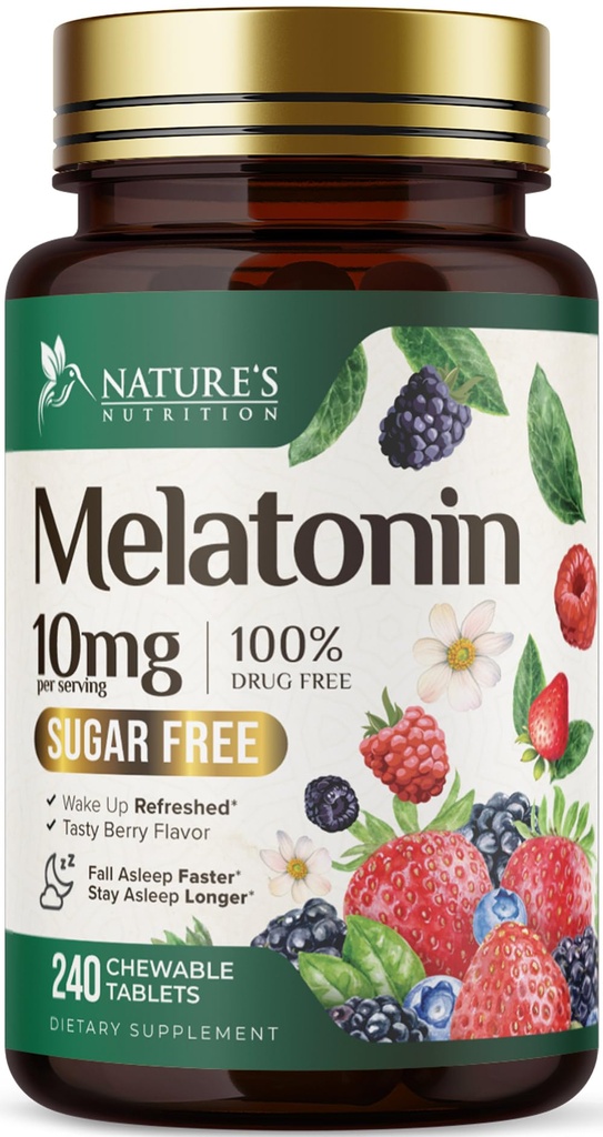 Melatonin 10mg Per Serving - Extra Strength Melatonin Supplements for Restful Sleep Support - Sugar-Free Melatonin Sleep Tabs - Sleeping Support for Adults - Bottled in USA - 240 Fast Dissolve Tablets
