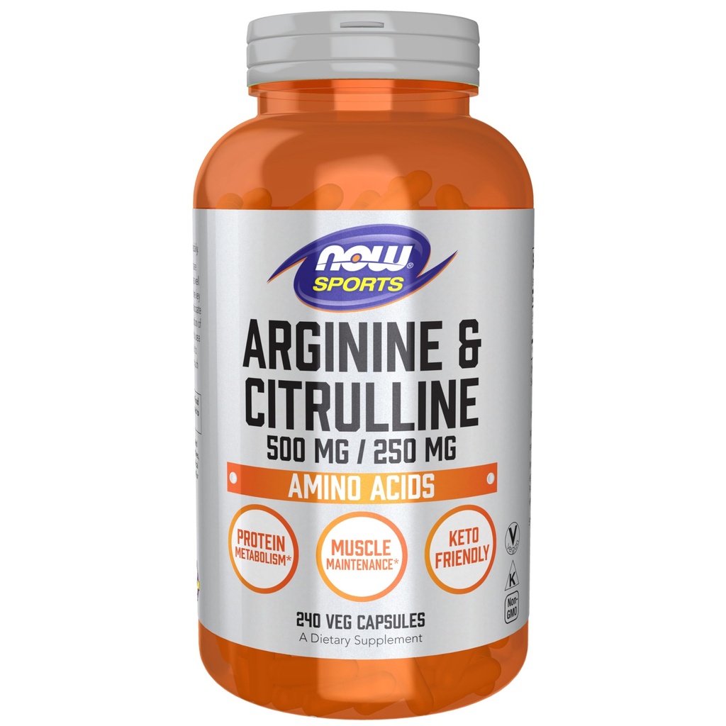Şimdi Spor Beslenme, Arginine & Citrulline 500 mg / 250 mg, Amino Asits, 240 Veg Capsules