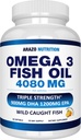 Arazo Beslenme Vahşi Caught Omega 3 Fish Oil – 60 Soft Gels – 4,080mg High EPA 1200 mg DHA 900 mg Lemon Flavor Burpless Softgels