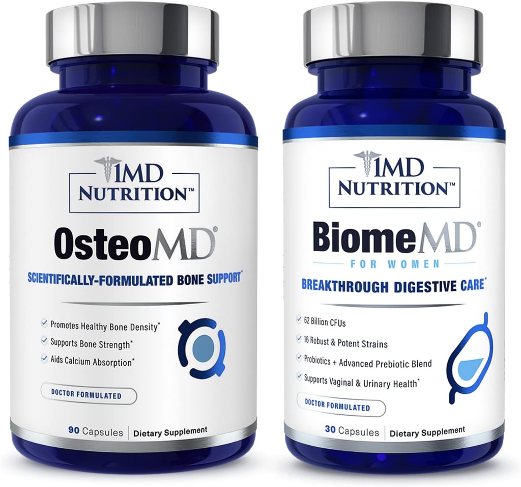 Kadınlar için 1MD Beslenme OsteoMD & BiomeMD | Kapsamlı Kemik Desteği & Urinary Health