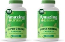 Amazing Grass Greens Blend Superfood Capsules: Super Greens with Organic Spirulina,Chlorella,Beet Root Powder,Digestive Enzymes & Probiotics,150 Capsules (Packaging May Vary),(Pack of 2)