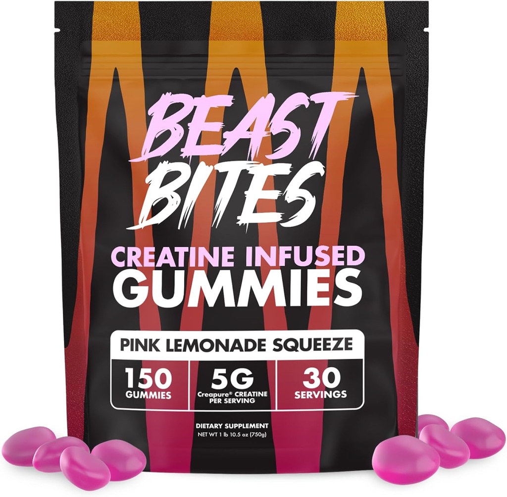 BEAST BITES - Kretine Infüzyon Gummies - 5gpure Kreatin Monohidrat - Spor için sertifikalı - 30 Hizmet