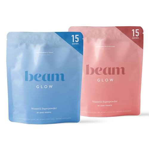 Beam Glow, Hormone Balance for Women, Thyroid Support for Women, Natural Hormone Support Powder with Selenium and Bromelain, PMS Relief, Energy, Hair Skin & Nails, Vegan, No Sugar, 15 Servings