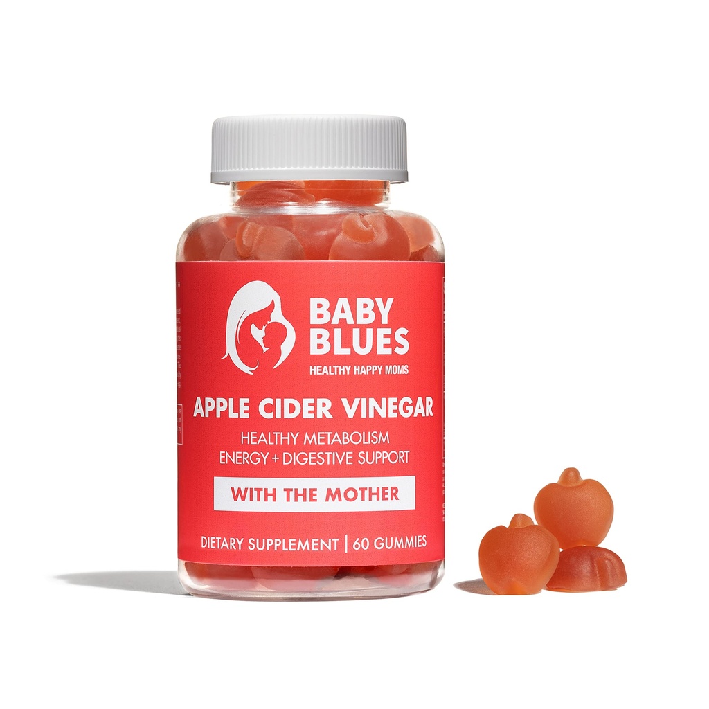 Baby Blues Apple Cider Vinegar Postpartum Gummies with B6 and B12, Vegan, Non-GMO, Postpartum Vitamins Breastfeeding, Postnatal Vitamins for Women, Post partum Dietary Supplements for Mom, 60pcs