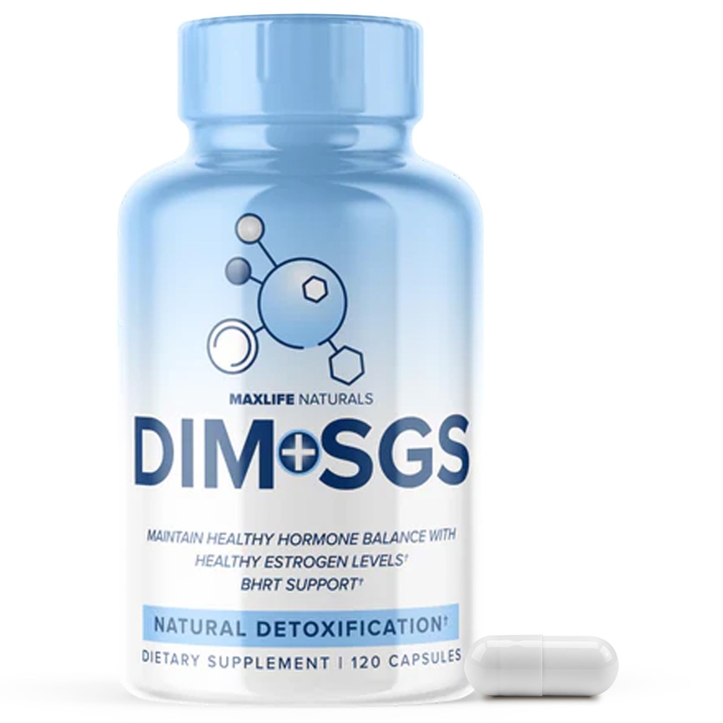 DIM+SGS with Detox Support – 120 Capsules Made in USA, Estrogen Support for Women with BioPerine, Natural Estrogen Supplement Menopause, DIM Supplement Women & Men, Prostate Hormone Balance for Men