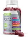 Viteey Multivitamin Gummies 8 in 1 Immune Support Supplement with Probiyotiks - Immune ATMs for Yetişkinler & Gençler - Vejetary, Gelatin Free, GMO Free - Chewable Berry Flavored Pectin Immune Defense