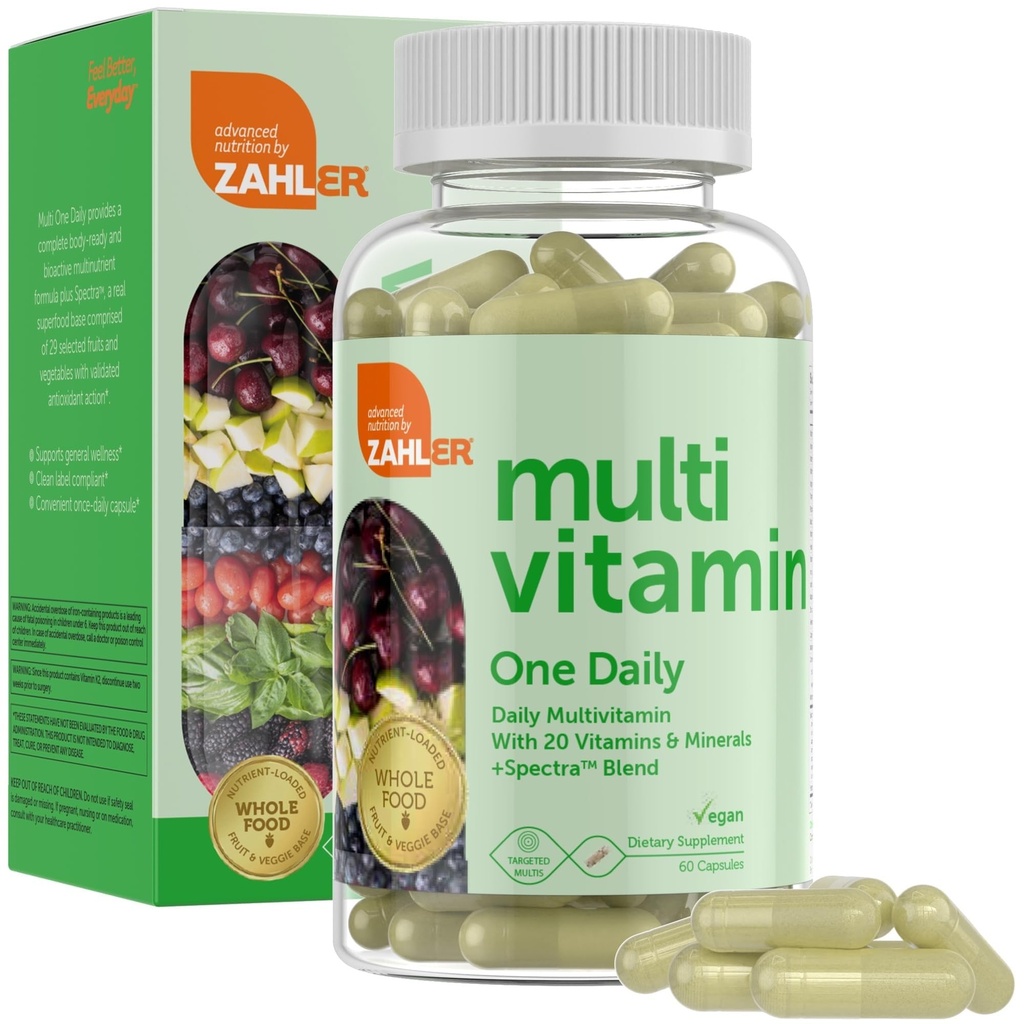 Zahler - Kadınlar ve Erkekler için Bir Günlük Vegan Çokvitaminler (60 Kont) Kosher Multivitamin - Tüm Gıda Spectra Mix - Vejetaryen ve Vegan Vitaminleri Yetişkinler için