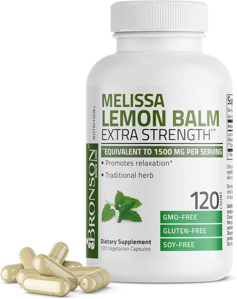 Bronson Melissa Lemon Balm Ekstra Kuvvet, Non-GMO, 120 Vegetarian Capsules