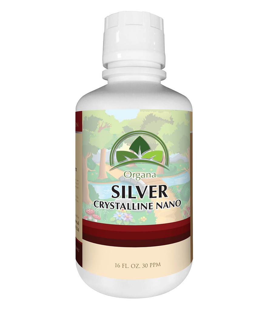 Organa Crystalline Nano Colloidal Silver - Immune Support - Ultimate Bio Active Supplement Solution - Plata Coloidal - 16 Ounces - 30 PPM