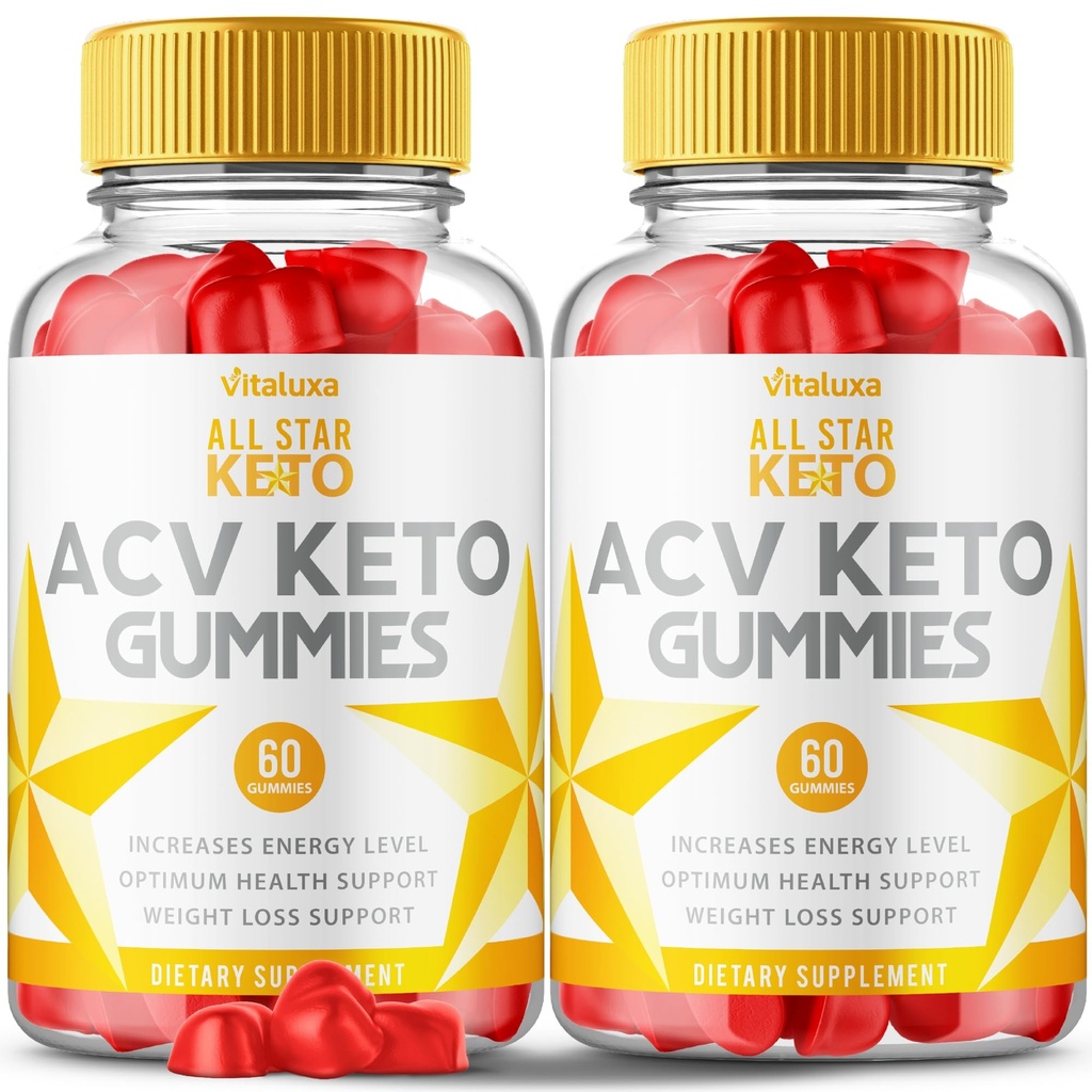 (2 Pack) All Star Keto ACV Gummies, Allstar Keto Gummies Advanced Lost Lack Supplement Support Management ACV+BHB Formula, AllStarKeto Wait Premium Vitamini Max Strength Energy for Men Women (120 Ct)