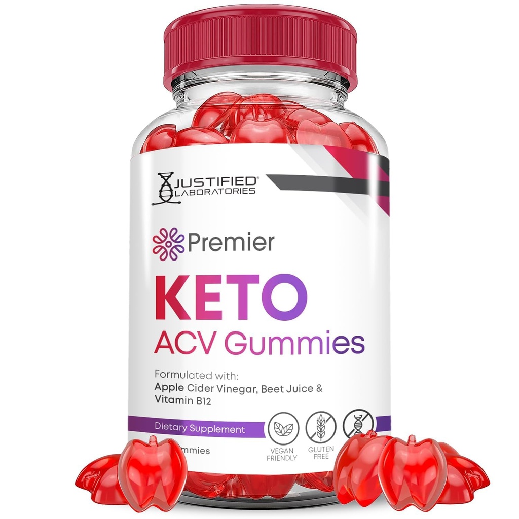 Justified Laboratories Premier Keto ACV Gummies Premier Keto Gummies Advanced 1000MG Apple Cider Vinegar Formulated with Pomegranate Beet Juice Powder B12 Vegan Non GMO 60 Gummys