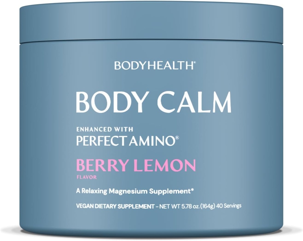 BodyHealth Body Calm PerfectAmino ile gelişmiştir, Erkekler ve Kadınlar için Yüksek Aromatik Supplement, Banyo için Magnezyum Toz, Berry Limon (40 Hizmet)