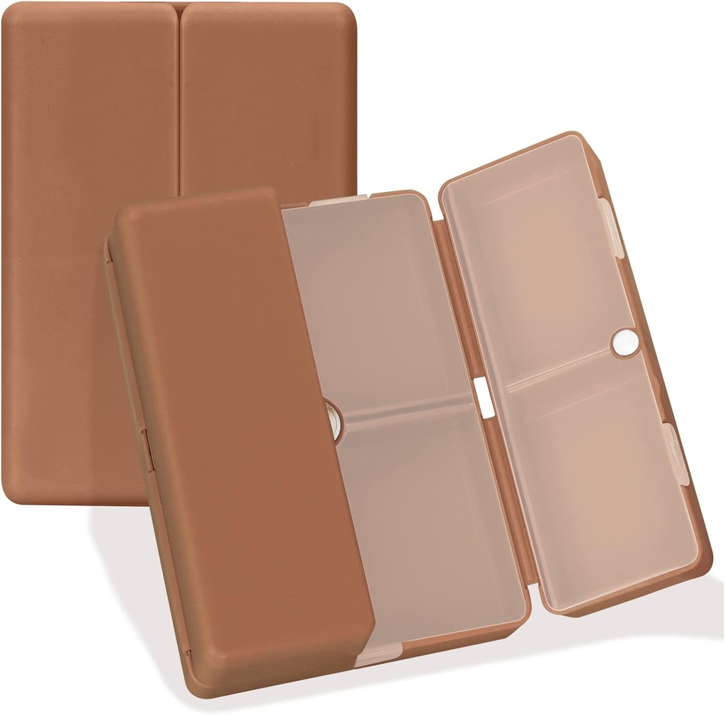 FYY Daily Pill Organizer, 7 διαμερίσματα Portable Travel Pill Case, [Folding Design] για Purse Pocket να κρατήσει βιταμίνες, Cod Liver Oil, συμπληρώματα και φαρμακευτική αγωγή-καφέ