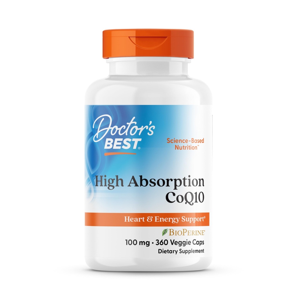 Doktor'un BiyoPerine Supplement ile En İyi Yüksek Abhidrasyon CoQ10 - Coenzyme Q10 Kalp Sağlığı ve Antioksi Desteği için Yararlar, Doğal Fermented CoQ10 - 360 Veg Capsules