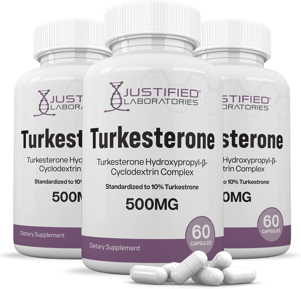 Sadece Edilen Laboratuvarlar (3 Pack Turkesterone 500 mg 10% Standartlaştırılmış Doğal olarak Stamina Endurance Strength 180 Capsules