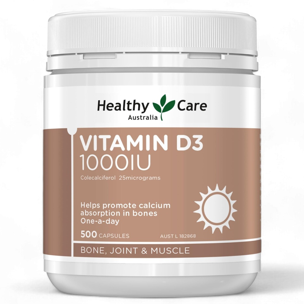 Healthy Care Vitamin D3 1000IU 500 Capsules