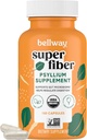 Bellway Super Fiber Capsules - USDA Organik Psyllium Husk Capsules - Daily Psyllium Husk Fiber Supplement for Digestive Health and Regularity - Plant Based, Non-GMO, Kosher - 160 Capsules