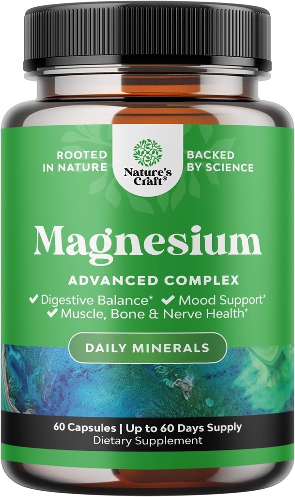 Yüksek Aborpsiyon Magnezyum Kompleksi - Magnezyum Oksit 500 mg ile Citrate 500 mg Uyku ve Mood Desteği için - Kas Stomach ve Digestion için Saf Citrate