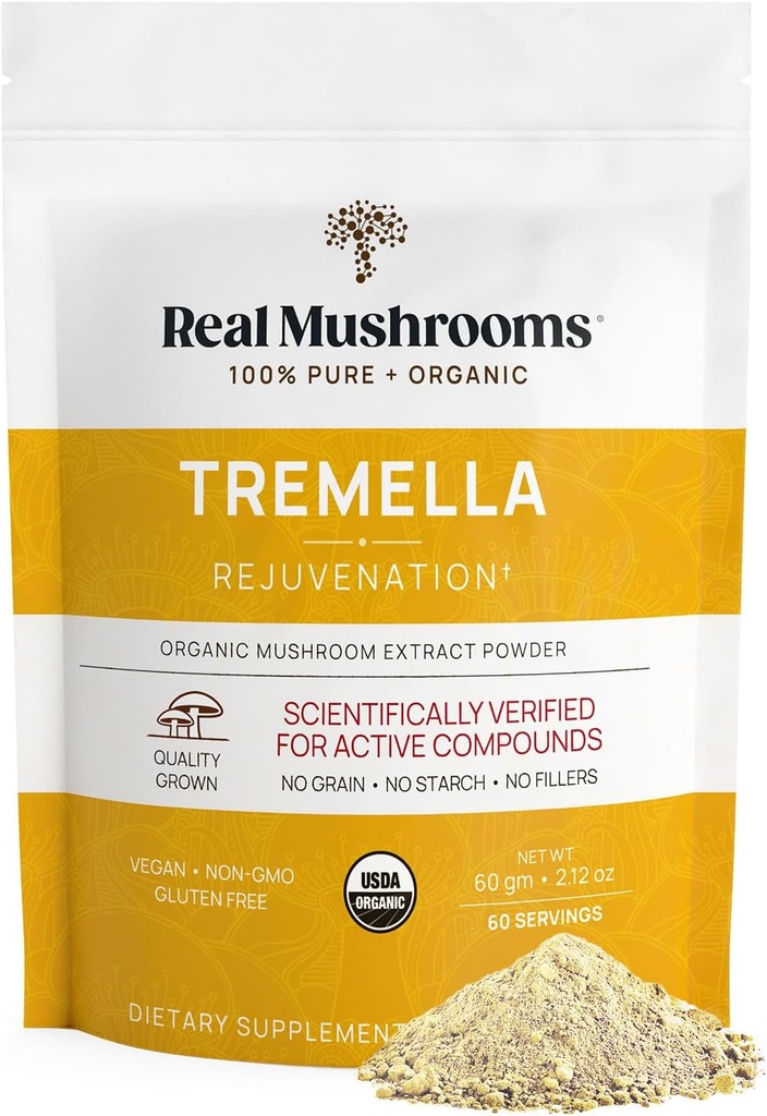 Real Mushrooms Tremella Mushroom Powder – Organic Tremella Extract from Fruiting Body – for Daily Wellness Routine – Vegan, Non-GMO, No Fillers – 60 Servings Mushroom Blend Συμπληρώματα