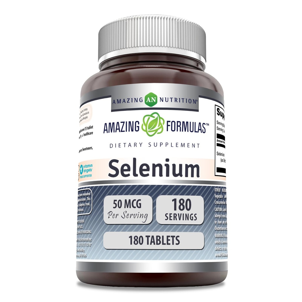 Amazing Formulas Selenium 50 Mcg per Serving | 180 Tablets Supplement | Non-GMO | Made in USA