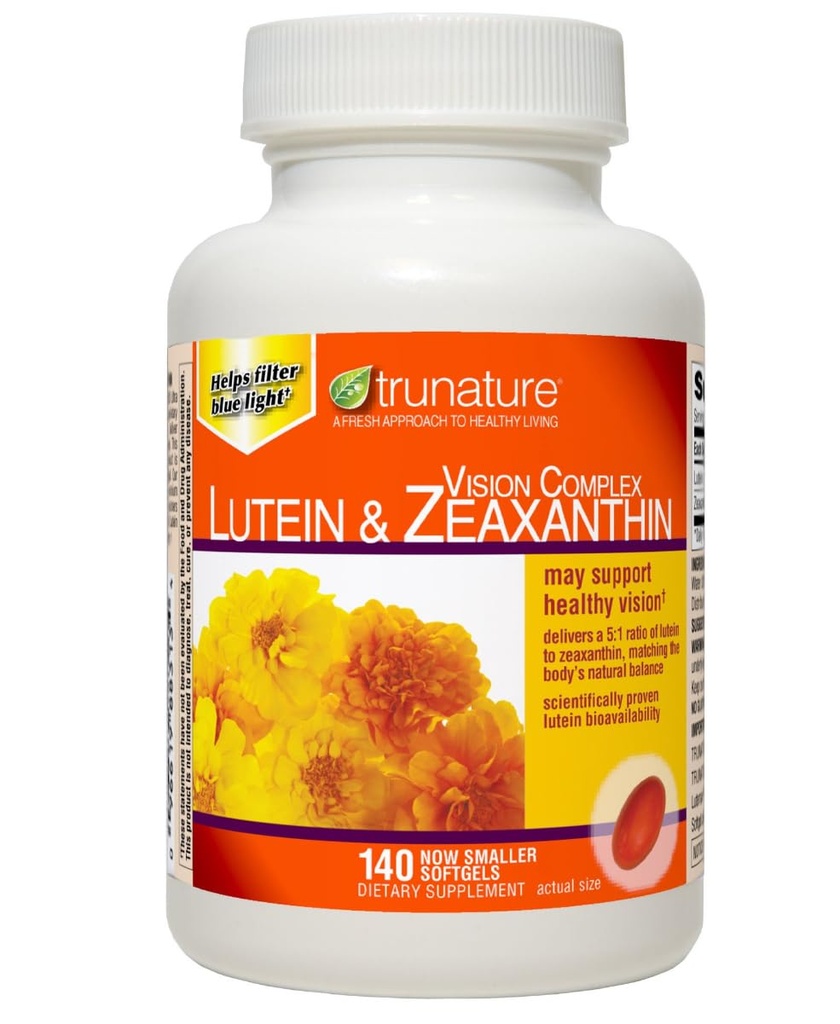 Vision Complex Lutein & Zeaxanthin, 140 Softgels, Dietary Supplement with Marigold Flower Extract, 25mg Lutein, 5mg Zeaxanthin Helps Filter Blue Light