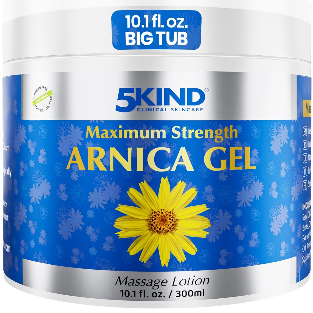 5kind Maximum Strength Arnica Bruise Gel 10.1 Fl Oz - Arnica Gel for Bruising and Swelling - Arnica Montana Gel with High Concentration Extract - Non-Greasy Formula