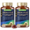 19-in-1 AREDS 2 + Eye Vitamins for Macular Health and Dry Eye, Lutein and Zeaxanthin Supplement with Vitamin C/E, Zinc, Omega-3, Support Eye Strain, Pressure, Night Vision & Hydration - 2 Pack