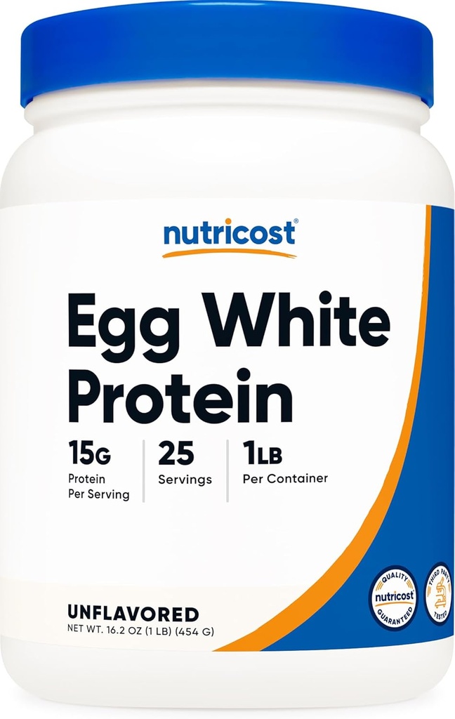 Nutricost Αυγό Λευκή πρωτεΐνη σε σκόνη 1lb (Άγευστη) - Μη ΓΤΟ, Χωρίς γλουτένη