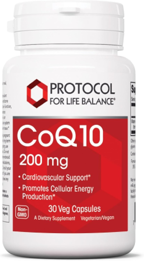Πρωτόκολλο CoQ10 200 mg - για την υγεία της καρδιάς * - συμπληρώματα καρδιάς για άνδρες και γυναίκες * - Vegan & μη ΓΤΟ - 30 κάψουλες Veg