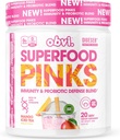 Obvi Superfood Pinks Probiyotik pla | Antioksis, Adaptogens, Digestive Enzyme Blend, Immune Support, Gut Health | Keto, Gluten-Free, No Sugar, 10 Milyar CFU | Mango Buzlu Çay, 20 Hizmet