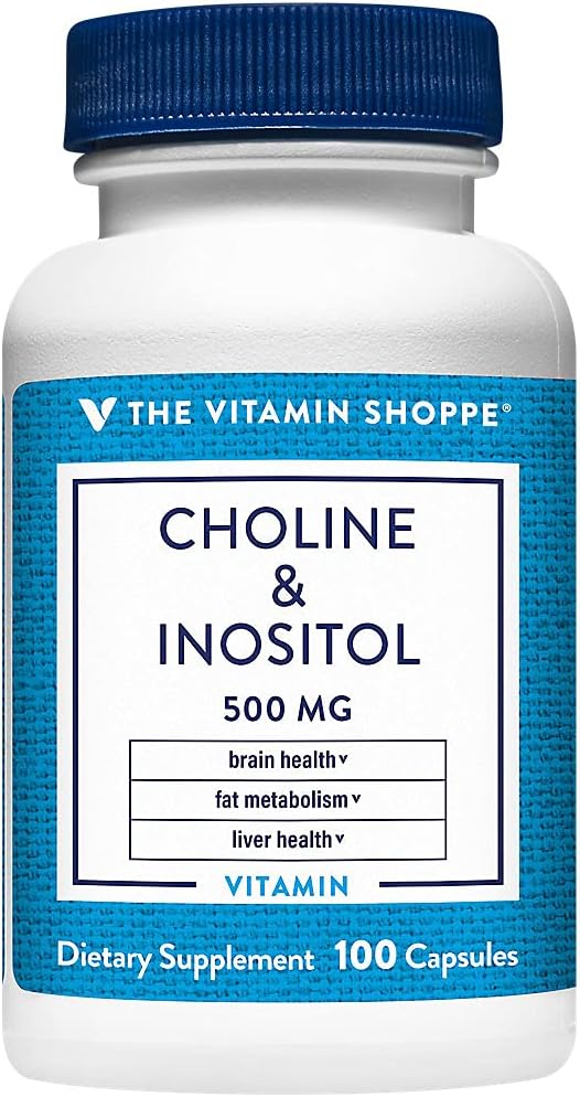 Shoppe Choline & Inositol 500MG, Fat Metabolism & Brain Health (100 Capsules) için Günlük Tamam