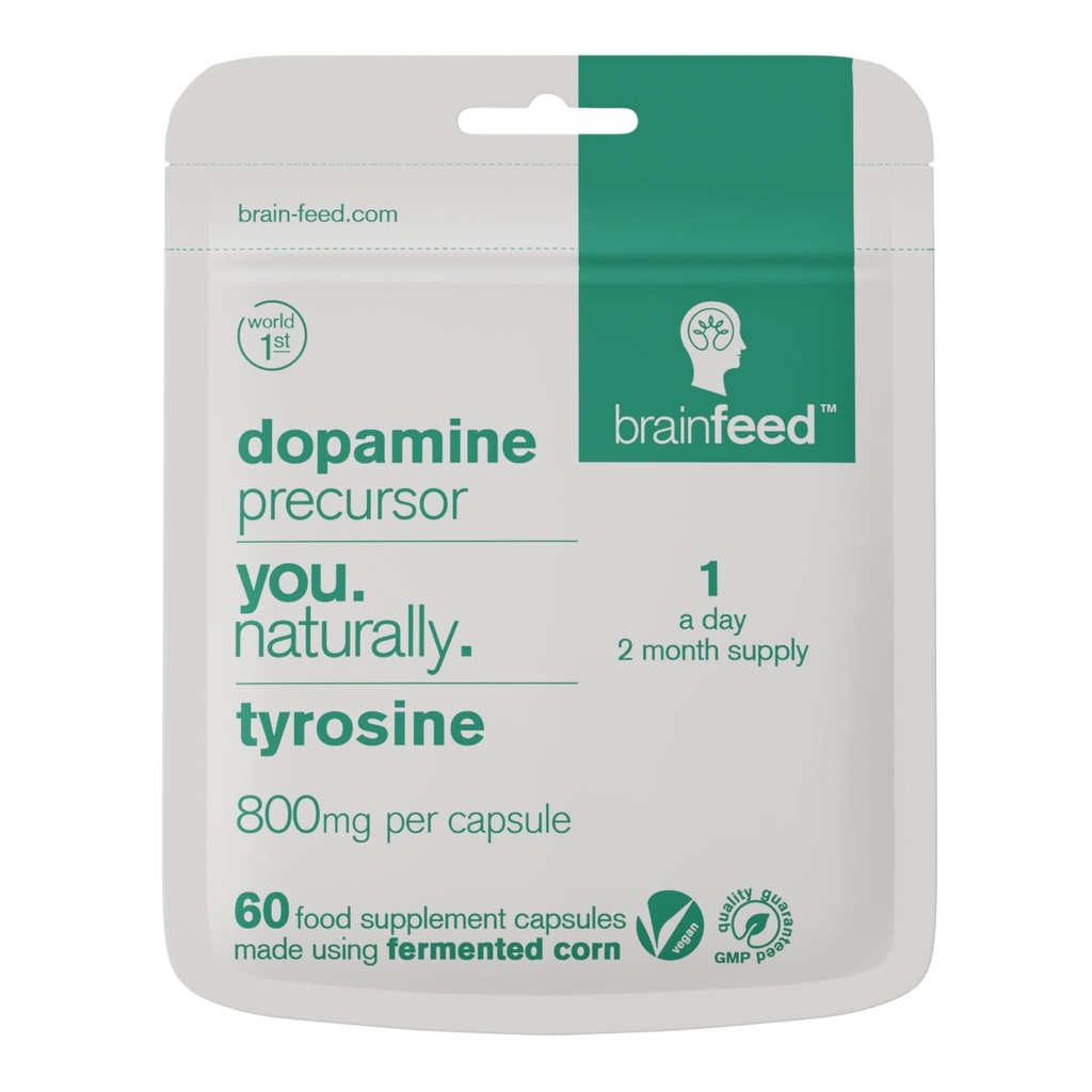 Dopamine Supplements | 800 mg l-tyrosine takviyesi | Natural Dopamine ATM For Focus, Energy, Alertness & Motivasyon | 60 kapsül - 1 a day | Dopamine Brain Food Supplement |Thyroid desteği |