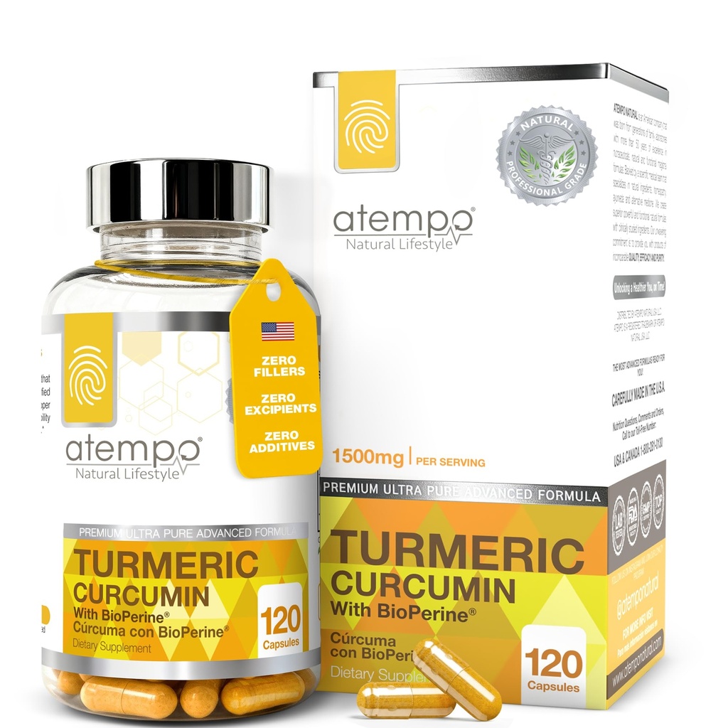 Turmeric Curcumin Supplement with Black Pepper Extract 1500mg – Absorption, Supports Joint Health – Non-GMO, 120 Vegan Capsules