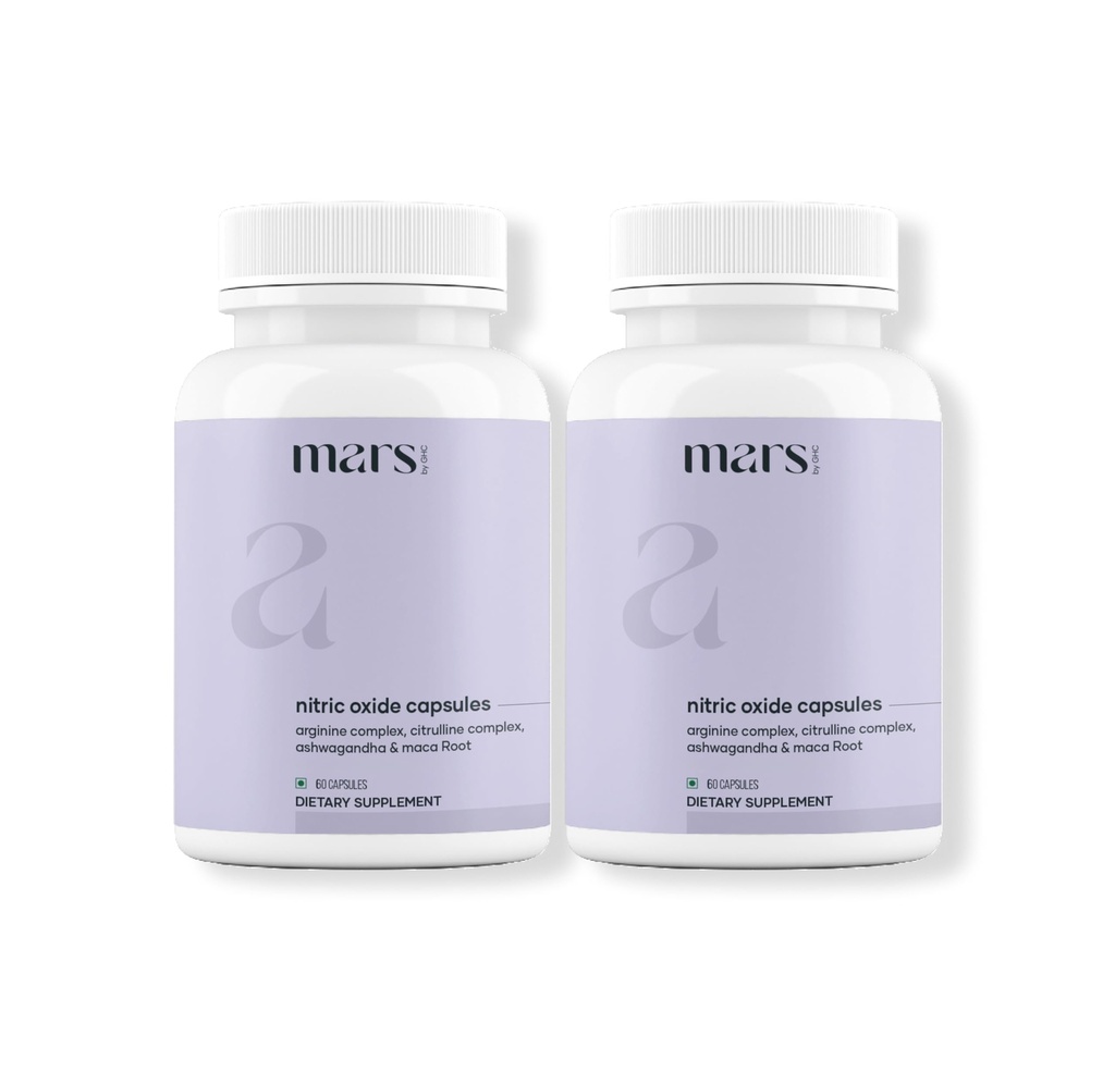 Mars Nitric Oxide Capsules with L-Arginine & L-Citrulline, Pre Workout Nitric Oxide Supplement for Men, Blood Flow & Circulation Support, Pack of 2