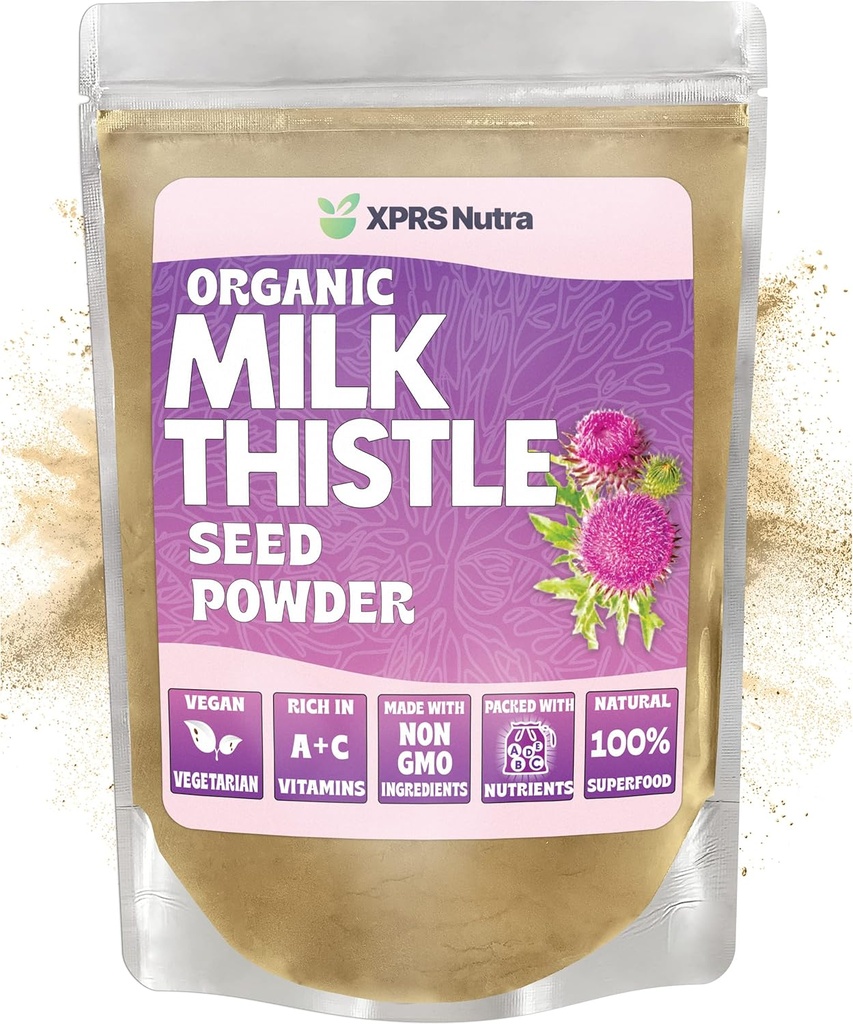 XPRS Nutra Organik Süt Butle Tohum Toz - Premium Süt Silymarin ve Antioksis - Süt Butle Tohumlar Destek Canlı Sağlık - Vegan Dostu Süt Butle Organik (8 Ounce)