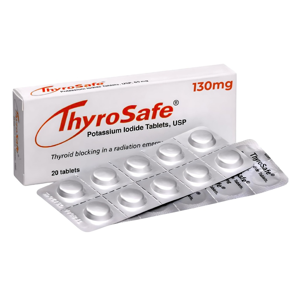 ThyroSafe Potassium Iodide 130mg Tablets (KI Pills) - Iodine for Radiation Emergency Protection | Nuclear Fallout Survival Gear and Emergency Supplies for Prepper Kits | 20 Count