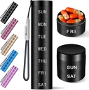 Alüminyum Seyahat Pill Organizer,Weekly Metal Pill Case,Pillrec, Moisture Kanıtlı Sular Günlük Pill Box 7 Gün, Büyük Pill Konteyner Vitaminleri tutmak için,Medication,Supplements dermatitBlack Knurling