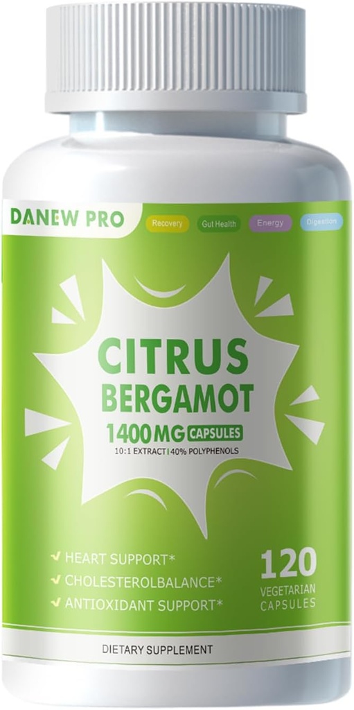 Organik Citrus Bergamot 1400 mg, 120 Capsules -Citrus Bergamia - Temel Petrol ve Citrus Bioflavonoyaklar - Kadınlar ve Erkekler için Doğal Kalp Sağlığı Supplements - Non-GMO Pills