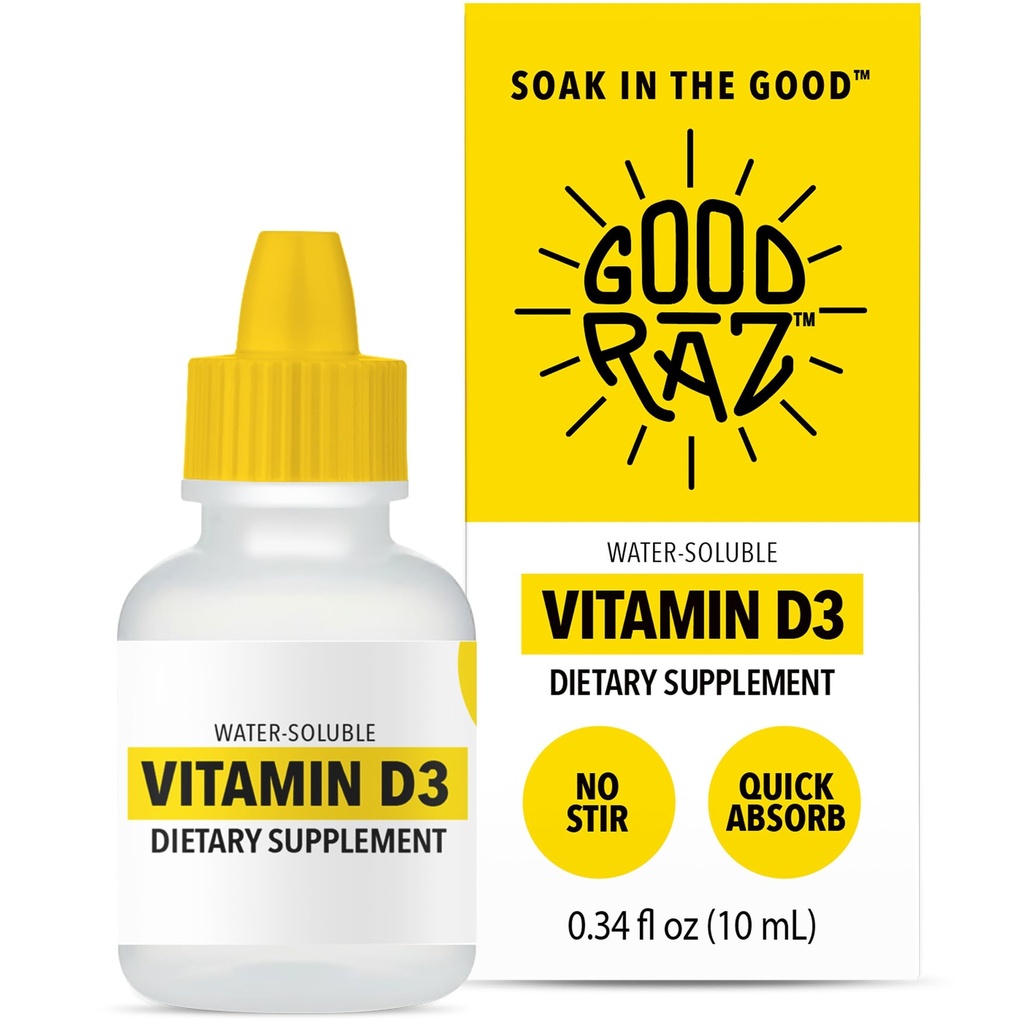 Yetişkinler için D3 Vitamini 4-Month Supply - Su-plastik Sıvı Vitamin D, Non-GMO, Kosher Supplement - Absorb, No Stir, Flavorless D3 Yiyecek veya İçecek için sıvı