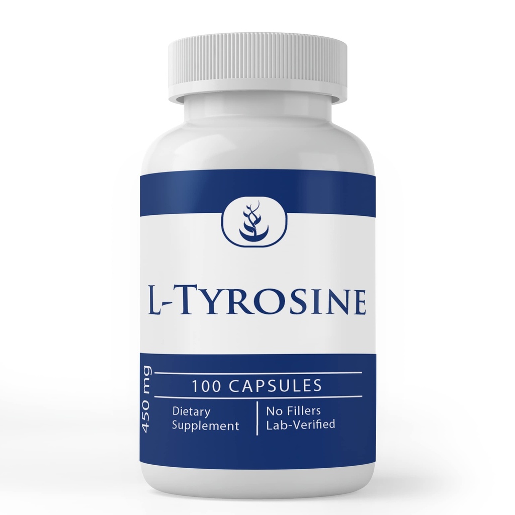 Pure Original Materialss L-Tyrosine (100 Capsules) Her zaman Pure, Nomixs Or Fillers, Lab TY