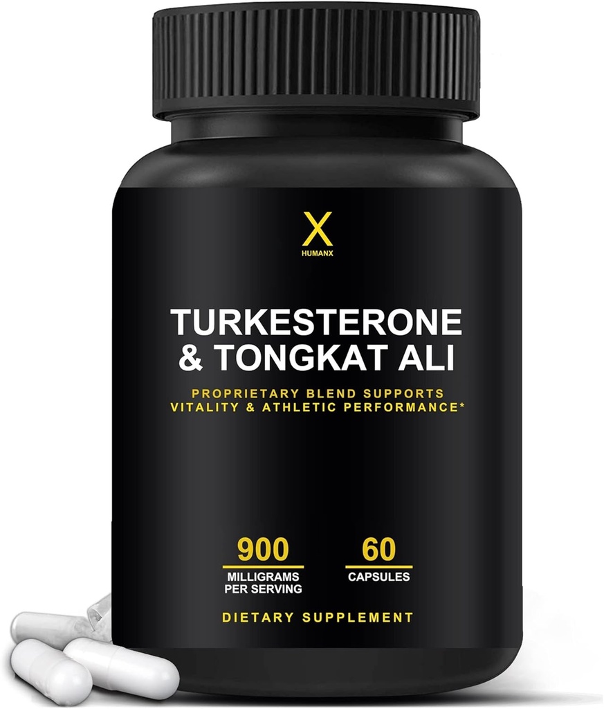 HUMANX Turkesterone & Tongkat Ali 900mg - Enerji, Stamina, ve Kas Kurtarma ve Büyüme - Turkesterone Supplement - Tongkat Ali Supplement - Long Jack Extract (Eurycoma Longifolia)