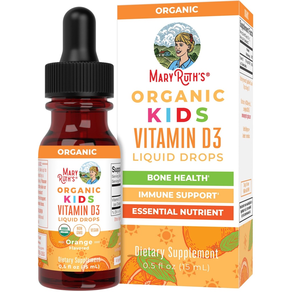 MaryRuth Organics USDA Organik Vitamin D3 Çocuklar için Sıvı Merdivenler | 640 IU Vitamin D3 Sürekli Çocuklar | Çocuklar Immune Support & Bone Health Supplement | 4-13 | 0,5oz | 30 Hizmet