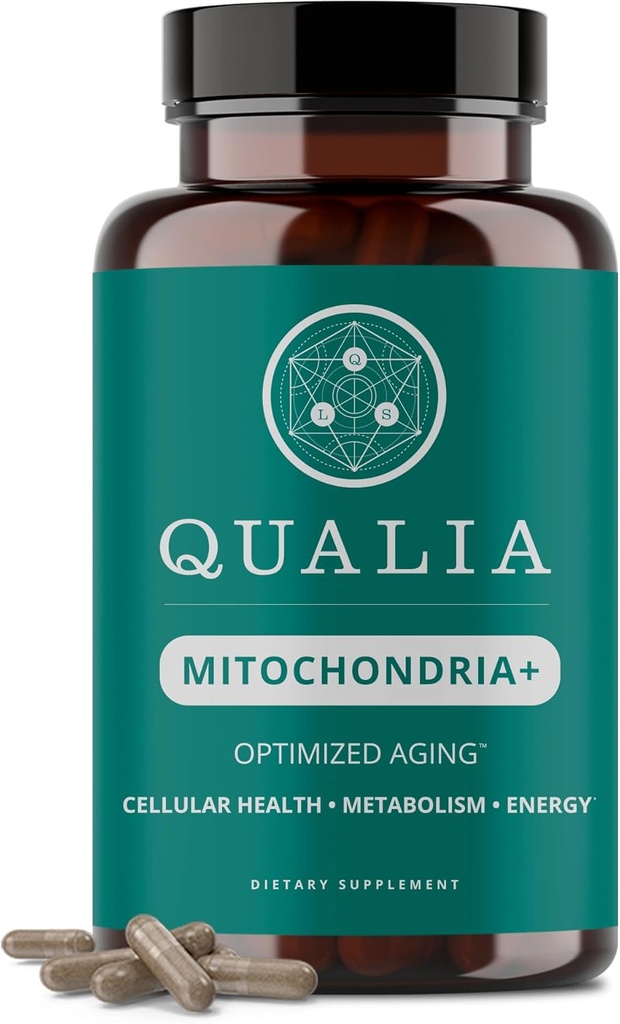 Qualia Mitochondria+ | NAD+, Hücre Enerji, Metabolism & Better Aging w/35+ NAD ATMs Resveratrol & More | 160 Ct | 1 Ay Supply
