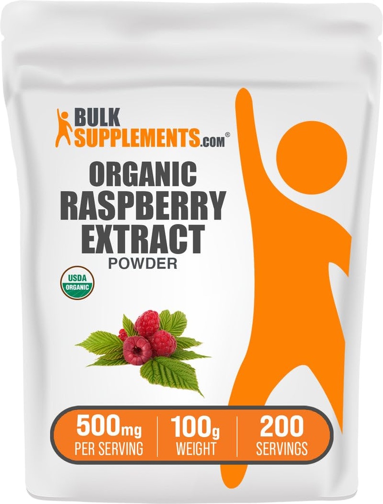BulkSupplements.com Organic Raspberry Extract Powder - from Raspberry Fruit, Antioxidant Source, Herbal Supplement - Gluten Free, 100g (3.5 oz) (Pack of 1)