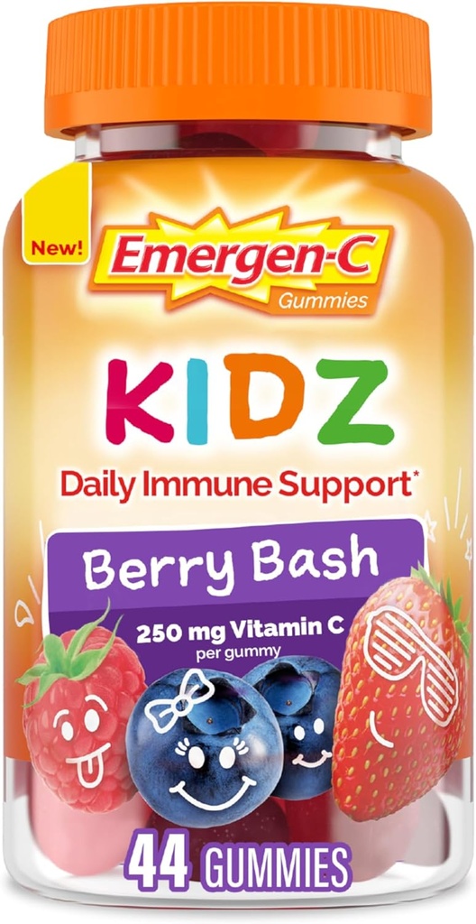 Emergen-C Kids Daily Immune Support Dietary Supplements, Flavored Gummies with Vitamin C and B Vitamins for Immune Support, Berry Bash Flavored Gummies, Back to School Essentials - 44 Count