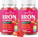2 Pack Vegan Iron Gummies for Yetişkinler & Çocuklar - C vitamini, A, B-Complex, Folate, çinko ve Biotin - Blood Building & Energy Support için, 120 Gummies