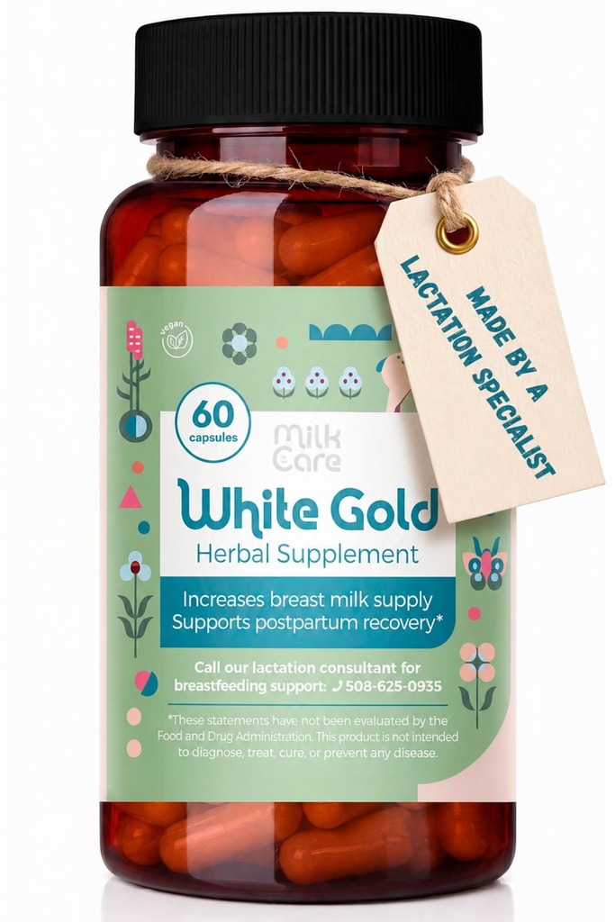 White Gold Lactation Supplement, 60 Vegan Capsules, Ideal Lactation Support Supplement to Increase Breastmilk Production, Created by an IBCLC Certified Lactation Specialist
