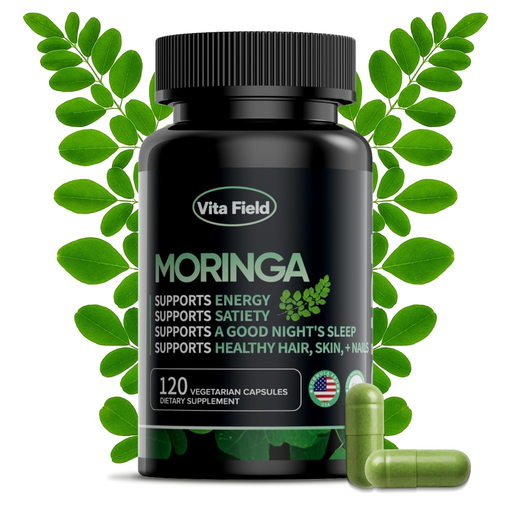 Moringa Capsules - Pure Moringa Leaf Powder 12000mg | 3-Month Supply | Third-Party Tested, Non-GMO, Gluten-Free | Supports Natural Energy & Vitality for Seniors
