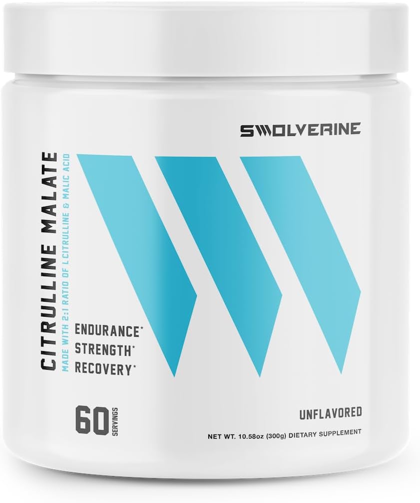 Swolverine Citrulline Malate 2:1 | 2:1 L-Citrulline & Malic Acid, Arts Strength,Boost NO, Optimize Recovery, 300g, 5g Per Service, Unflavored (60 Hizmet)