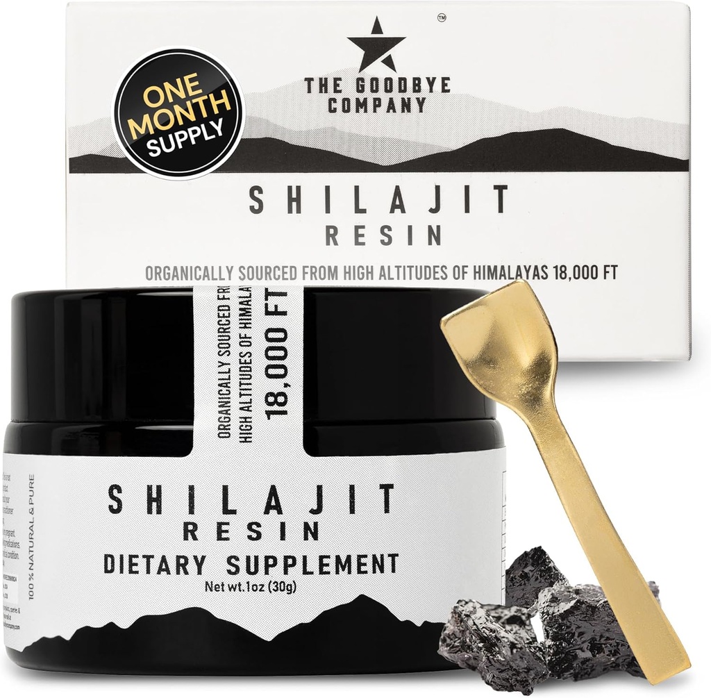 Hoşçakal Şirketi Saf Shilajit Giyim - 85+ Trace Minerals ve Pure Fulvic asit ile Organik; Erkekler ve Kadınlar Enerji Boost için, Muscle Building, Stamina, Vitality Supplement 3Months Supply
